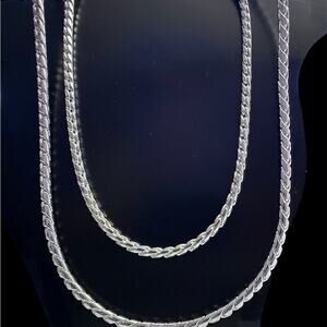 Sterling Silver Braided Necklace set 20inches 7-8inches fit unisex 5MM thick